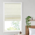 Madison Park Kyler Cordless Roman Shades - Single Panel, Lightweight Linen Blend Fabric, Natural Design, Easy Installation, Light Filtering Window Blind, Bedroom, Living Room Decor 29"W x 64"H Ivory