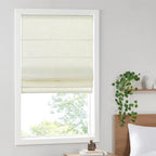 Madison Park Kyler Cordless Roman Shades - Single Panel, Lightweight Linen Blend Fabric, Natural Design, Easy Installation, Light Filtering Window Blind, Bedroom, Living Room Decor 31"W x 64"L Ivory