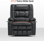 MCombo Dual Motor Power Lift Recliner Chair for Elderly, Lay Flat Lift Chair with Heat and Massage, Oversized Lift Recliner for Big and Tall, Faux Leather R7891 (Black, Oversized)