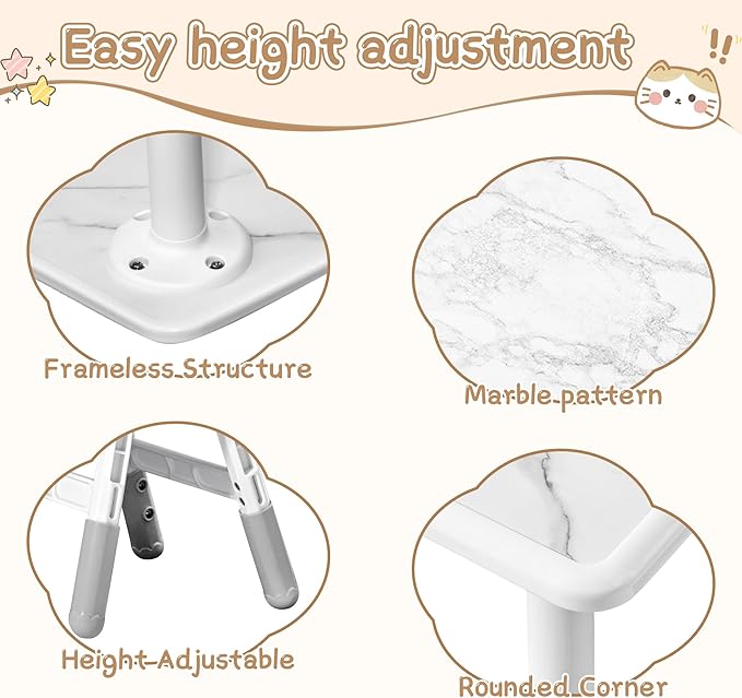 Adjustable Kids Table Chairs Set – Graffiti Desktop, Multi-Activity Height-Adjustable Toddler Study Desk for Ages 3-8 – Ideal for Home, Classroom, Daycare (B-Gray, 4 Chairs-31.5" L x 23.6" W)