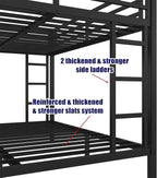 Stronger & Higher Quality Heavy Duty Steel Bunk Bed Queen Over Queen Size Bunkbed, Thickened Safer More Stable Metal Queen Bunk Bed Frame (Faster Assembly)