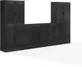Crosley Furniture Essen 3-Piece Modern Sideboard Buffet Cabinet and Kitchen Storage Pantry Set, Black