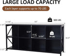 8 Cube Storage Organizer Bookshelf, Industrial Horizontal Bookcase, Accent Cubby Shelf, Media Console Table for Living Room, Home Office, 13.6" D x 63" W x 30.9" H, Black