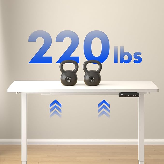FLEXISPOT E3 Dual Motor Electric Standing Desk 48x30 Inch Whole-Piece Board Height Adjustable Desk Electric Sit Stand Desk (White Frame + White Desktop, 2 Packages)