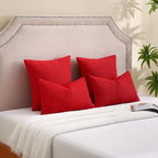 FUTEI Christmas Pack of 2 Red Decorative Throw Pillow Covers 24x24 Inch Soft Cozy Solid Boucle Textured European Cushion Case,Modern Home Decor for Couch Bed Living Room
