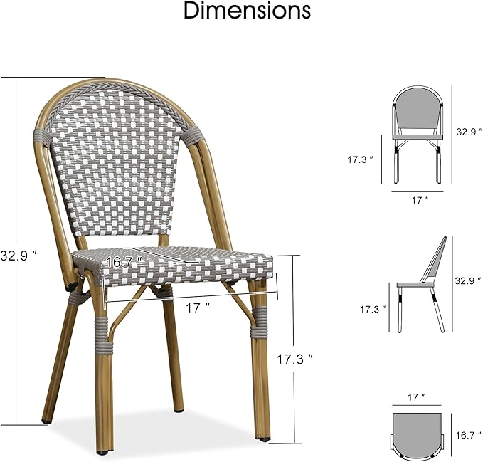 PURPLE LEAF 9 Pieces Outdoor Dining Set Patio Furniture Set with Large Aluminum Table and French Bistro Chairs for Garden Backyard Gray Patio Dining Set