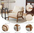 Karl home Mid-Century Modern Accent Chair, Living Room Chairs with Pillow Corduroy Upholstered Lounge Armchair with Solid Wood Frame & Soft Cushion for Bedroom, Reading Room, Beige