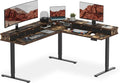 SANODESK 71" L Shaped Standing Desk with 4 Drawers, Height Adjustable Stand up Desk, Corner Gaming Desk with Monitor Stand, Black Frame/Rustic Brown Top