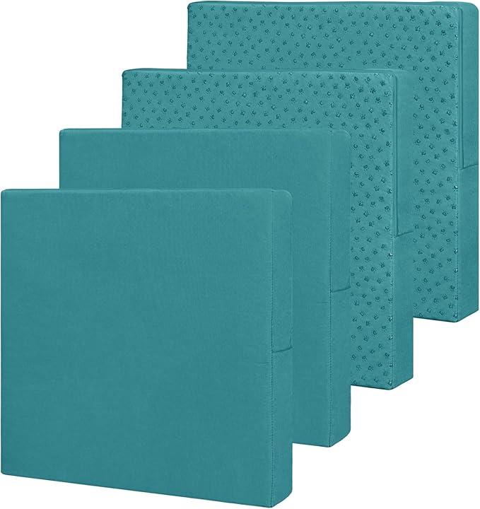 Easy-Going Waterproof Patio Cushion Covers 22x22x4 inch 4 Pack Replacement Non-Slip Outdoor Seat Cushion Slipcover with Zipper. Teal