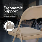 Oline Vinyl Folding Chairs, Padded Vinyl Cushion Chairs with Durable Metal Frame, Indoor Outdoor Stackable Foldable Guest Chairs for Office Wedding Kitchen Dining, 300lb Capacity (Khaki, 6 Pack)