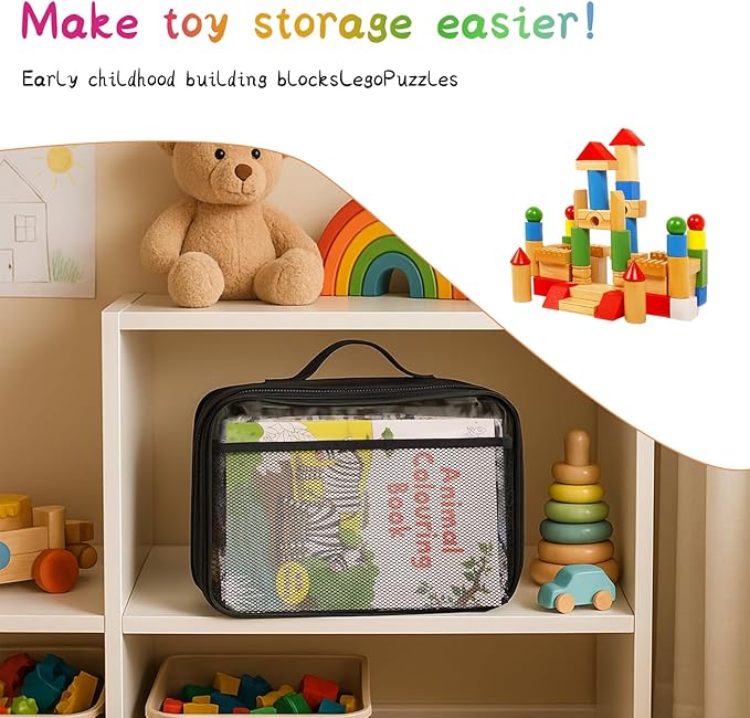 Large Kids Toy Storage Bag - Durable Waterproof Foldable Organizer, Portable Playroom Cleanup Solution for Toys, Books, Art Supplies (Eco-Friendly Material, Black