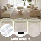 WJShome Cloud Couch Modular Sectional Sofa,141.73inch L Shaped Couch,Oversized Corduroy Couches with Ottoman and Pillows, Beige 4 Seaters Cushion Covers Removable& Washable