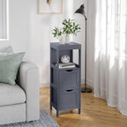 VASAGLE Storage Cabinet, Storage Organizer Rack Stand for Bathroom, Living Room, Bedroom, Multifunctional Corner Unit, 2 Drawers, 35 Inches in Height, Slate Gray BBC042G01