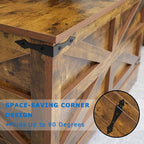 Farmhouse Coffee Table Set of 3, 1 Lift Top Coffee Table with Sliding Barn Doors and 2 End Tables with Charging Station, Living Room Table Set for Home Office, Brown