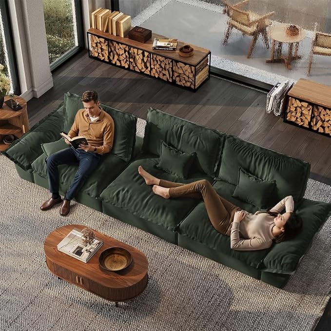 POVISON Oversized Modular Sectional Sailboat Sofa for Living Room with Adjustable Backrest Sectional Couches Large Deep Sofa Set 3 Seats Big Comfy Cloud Couch for House Office