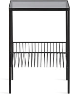 Kate and Laurel Trubey Modern Side Table, 15.75" x 8" x 24.6", Black, Contemporary End Table with Practical Storage Rack Underneath