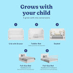 Graco Hadley 5-in-1 Convertible Crib with Drawer (White) – GREENGUARD Gold Certified, Crib with Drawer Combo, Full-Size Nursery Storage Drawer, Converts to Toddler Bed, Daybed