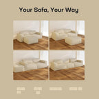 Marsail Modular Sectional Sofa, 80" L-Shaped Modular Sectional Couch with Deep Seat, Freely Combinable Sectional Clound Sofa for Living Room, No Assembly, Plush Corduroy Fabric, Beige