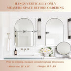 ANDY STAR Arched Mirror, 20" x 30" Brushed Nickle Bathroom Mirror in Stainless Steel Metal Frame, Arch Top Rounded Corner 1" Deep Set Design Wall Mount Hangs Vertical