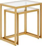 Henn&Hart Rectangular Nested Side Table in Brass, Table for Living Room, Bedroom