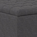 SIMPLIHOME Harrison 30 inch Wide Transitional Square Small Coffee Table Storage Ottoman in Slate Grey , Assembled, For the Living Room and Bedroom