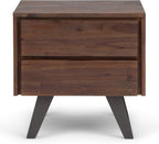 SIMPLIHOME Lowry SOLID ACACIA WOOD and Metal 22 inch Wide Square Modern Industrial Side Table in Distressed Charcoal Brown for the Living Room and Bedroom