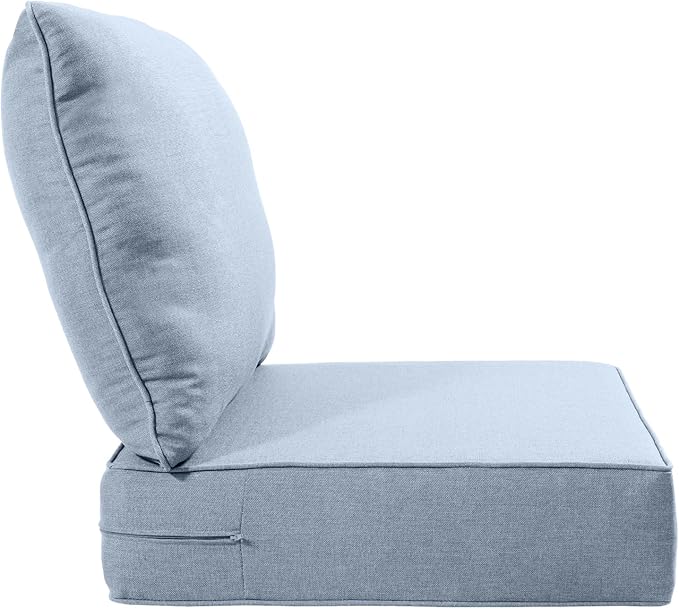 Luxury 24x24x6 Inch Outdoor Chair Cushions - Set of 2 Water Resistant Comfortable Patio Seat Cushion for Porch Rattan Dining Rocker Glider Chairs Loveseat Couch Sectional Sofa - Baby Blue