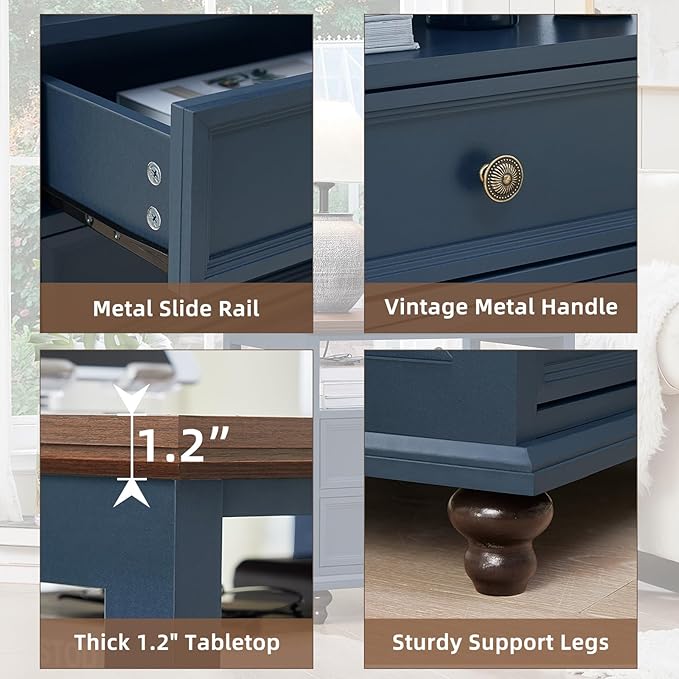Farmhouse Dresser and Nightstand Sets, Wood 54" Wide Dresser & 24" Night Stand with Charging Station, 2 Piece Bedroom Furniture Set, Chest of Drawers for Bedroom, Home, Living Room, Hallway