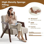 Bonzy Home Mid-Century Modern Accent Chair with Wood Frame, Upholstered Armchair for Bedroom & Living Room, Linen Fabric Cushion, Z-Shaped Armrest Design, Sturdy Lounge Chair,Brown
