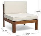 Christopher Knight Home Alice Outdoor 5 Piece Acacia Wood Sofa Set, Teak Finish, Beige