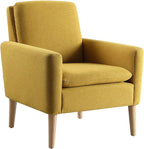 Lohoms Set of 2 Accent Chair for Living Room, Mustard Yellow Comfy Reading Leisure Chair for Bedroom, Mid-Century Modern Fabric Upholstered Armchair for Reading Nook, Waiting Area, Wood Legs