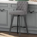 MINCETA Bar Stool, 30 Inch Upholstered Barstool with Low Tufted Back and Footrest, Swivel Counter Height Barstool for Kitchen Island Home Bar Performance Fabric Gray