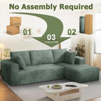 108” Cloud Sectional Couch, Modular Sectional Sofa with Deep Seat, Corduroy Boneless Couches with Chaise for Living Room Bedroom, No Assembly Required
