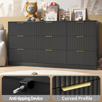 Dresser for Bedroom with 9 Drawer, 63” Long Black Dresser Modern Chest of Drawers with Metal Handle, Wood TV Stand Storage Organizer for Bedroom, Living Room, Black
