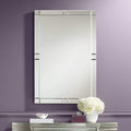 Possini Euro Design Cecili Rectangular Vanity Decorative Wall Mirror Modern Beveled Glass Clear Mirrored Tile Edges Frame 23 1/2" Wide for Bathroom Bedroom Living Room Office Entryway House Hallway