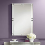 Possini Euro Design Cecili Rectangular Vanity Decorative Wall Mirror Modern Beveled Glass Clear Mirrored Tile Edges Frame 23 1/2" Wide for Bathroom Bedroom Living Room Office Entryway House Hallway