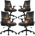 CLATINA 500lbs Big and Tall Office Chair Heavy Duty Mesh Ergonomic Computer Chairs with Adjustable Lumbar Support and Wide Comfy Seat for Home Office Conference Heavy People, Black(4 Pack)