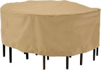 Classic Accessories Terrazzo Water-Resistant 94 Inch Round Patio Table & Chair Set Cover, Outdoor Table Cover
