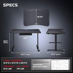 Respawn 1048 Gaming Desk with Cable Management - 48 Inch Ergonomic Full Computer Desk Mouse Pad, Sturdy Home Office Workstations, Laptop PC Console Gamer Table, Wooden Study Table for Bedroom - Black