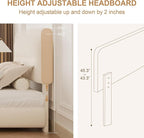 Queen Bed Frame, Cloud Upholstered Boucle Platform Bed with Adjustable Headboard, Anti-Collision Soft Rounded Corners, Noise Free, Easy Assembly, Cream