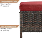 HUMMUH 4 Piece Outdoor Patio Furniture Set Wicker Conversation Bistro Set Swivel Rocker Chairs with 2pcs Ottomans for Backyard, Porch, Balcony