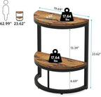 Tribesigns End Table Semi Circle, Small Half Round Side Table with Storage Shelf, Wood Accent Table Slim C Table for Sofa Couch, Living Room, Bedroom, Easy Assembly (Rustic Brown & Black, 2-Tier)