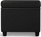 SIMPLIHOME Avalon 54 inch Wide Contemporary Rectangle Extra Large Storage Ottoman Bench in Midnight Black Vegan Faux Leather, Assembled, For the Living Room, Entryway and Family Room