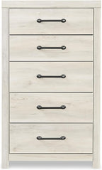Signature Design by Ashley Cambeck Industrial 5 Drawer Chest with Safety Stop, Whitewash