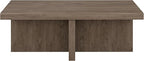Henn&Hart 44" Fluted Rectangular Wood Pedestal Low-Profile Coffee Table for Living Room, Family Room or Office, Antiqued Gray Oak
