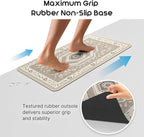 ArtyCozy 2 Piece Boho Kitchen Rug Set, Non-Slip Super Absorbent Kitchen Mats for Floor with Rubber Backing, Stain Resistant Runner for Hallway Laundry Holiday Decor, Khaki, 20" × 32'' Plus 20'' × 47''