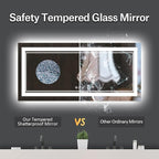 72 x 32 Inch LED Mirror for Bathroom with Front and Backlit,Large Lighted Bathrooom Mirrors for Wall,3 Colors Stepless Dimming Bathrooom Vanity Mirror LED Lights, Anti-Fog, Memory