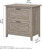 Bush Furniture Key West 2 Drawer Lateral File Cabinet in Washed Gray, Document Storage for Home Office, Accent Chest with Drawers