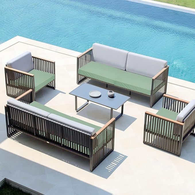 Easy-Going Waterproof Patio Cushion Covers 27x25x5 inch 2 Pack Replacement Non-Slip Outdoor Seat Cushion Slipcover with Zipper. Greyish Green