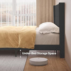Gizoon King Size Bed Frame, Wingback Upholstered Platform Bed with Steel Frame, Wooden Slats, Noise-Free, No Box Spring Needed